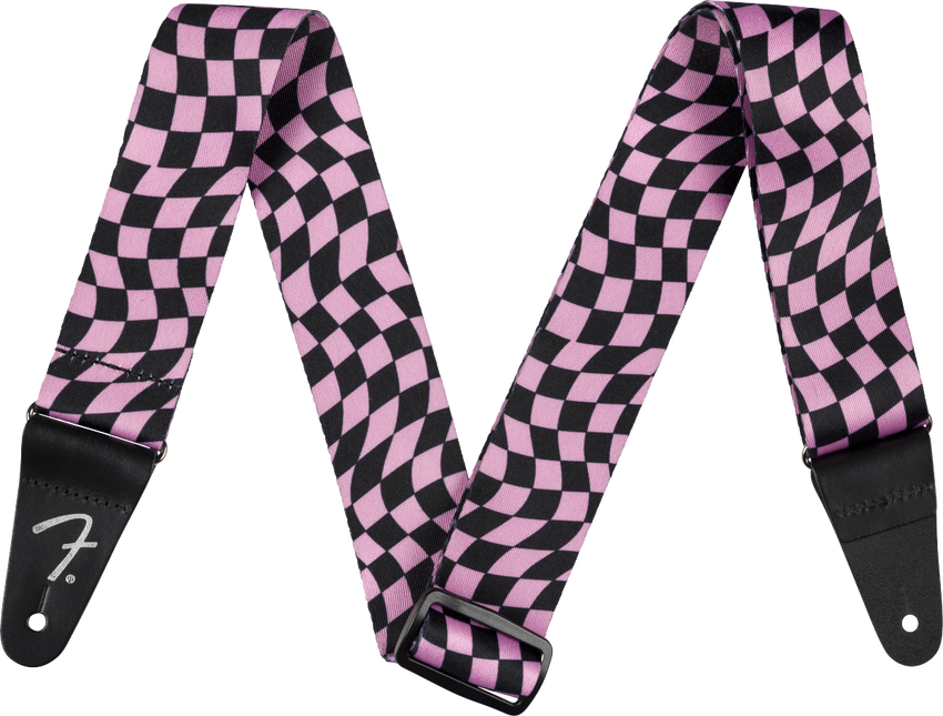 波浪棋盘格图案涤纶背带